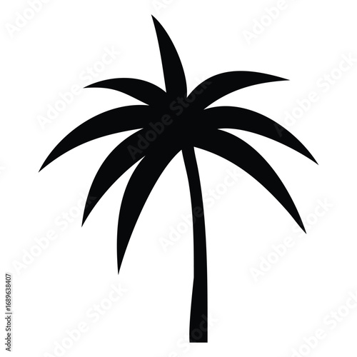 Palm tree silhouette vector on tropical beach