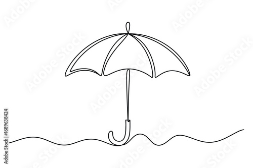 Continuous Line Umbrella Illustration Minimal Rain Protection Concept Drawing