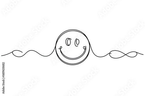 Continuous Line Drawing Smile Face Minimal Positive Happy Concept