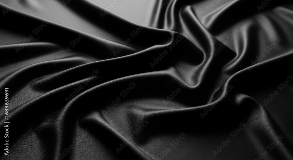 Fototapeta premium Close Up Abstract Detail of Luxurious Black Velvet Fabric Folds and Texture