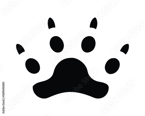 Black cat paw print vector icon illustration silhouette footprint symbol trace step walk design