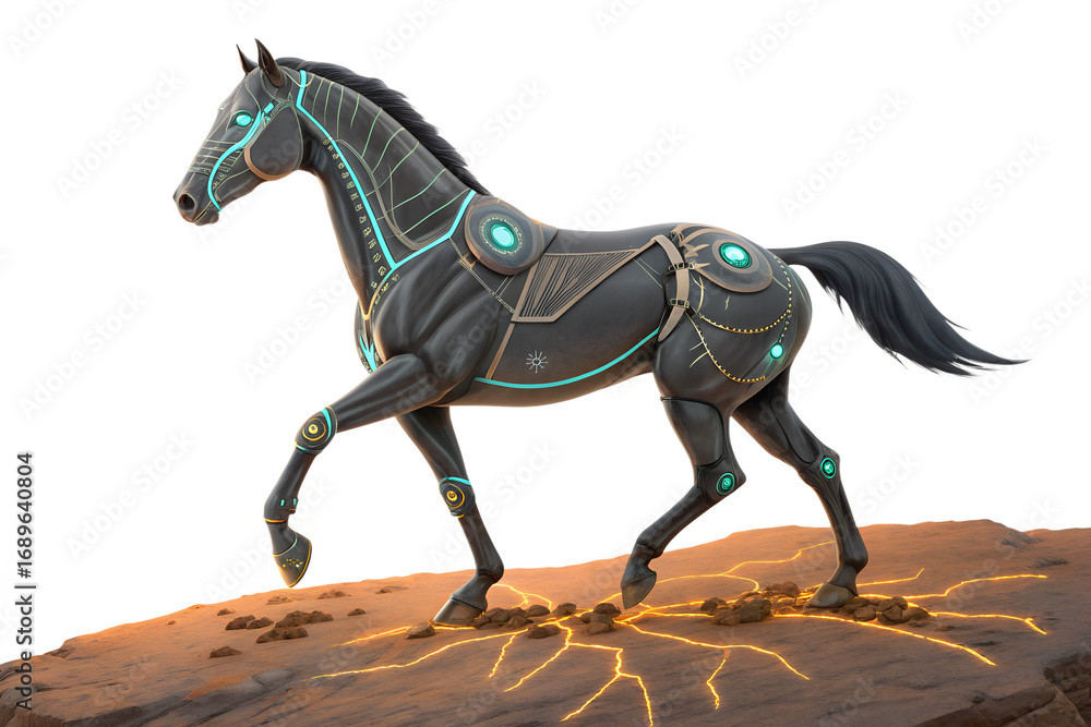 Fototapeta premium Cybernetic Stallion A Futuristic Robotic Horse Design