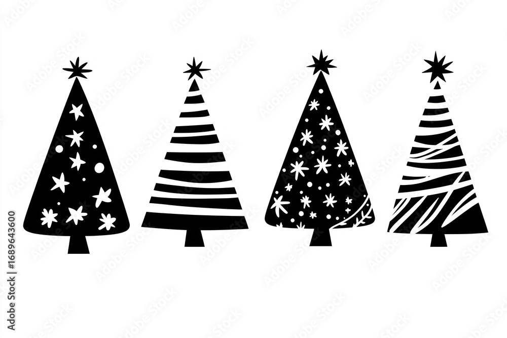 Fototapeta premium Christmas trees christmas black white.