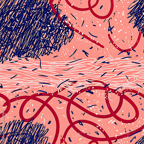 Abstract colorful design with playful scribbles and shapes