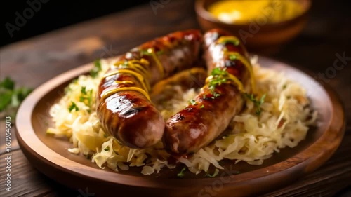 Grilled sausage with sauerkraut