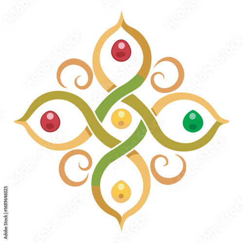 Elegant food design with gold filigree and gemstones