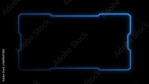 Futuristic digital HUD cyber frame technology for video overlay templates. Digital HUD futuristic motion graphic element cyber generated background. security hologram frame border 4k background.