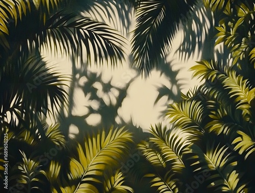 Tropical Palm Leaves Shadows on Wall Art Print