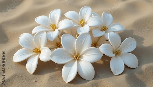 Wallpaper Mural White Plumeria Flowers on Sandy Beach 1. Torontodigital.ca