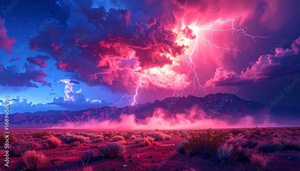 Fototapeta premium Dramatic storm over a desert landscape