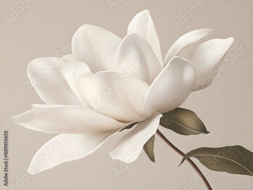 Elegant Creamy White Magnolia Flower Blossom Closeup