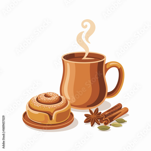 Chai Bun and Spice Icon Set
