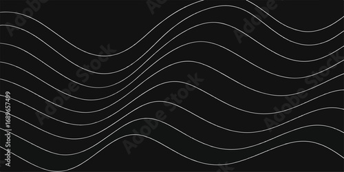 Abstract black and white background with a dynamic wave pattern