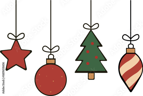 set of christmas ornaments for decoration