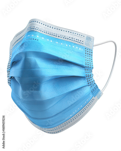 Close-Up View of a Blue Surgical Mask Isolated on a White Background for Health and Safety Themes