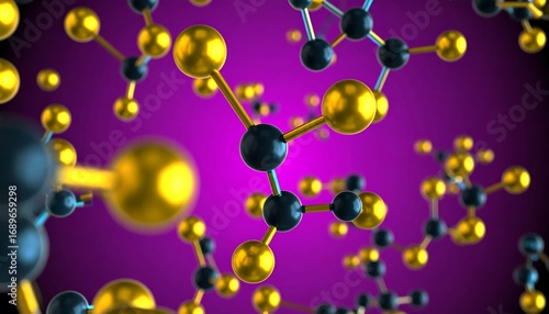 3D molecular model of chemical compound.  Colorful spheres connected