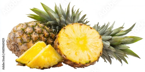 Close-up shot of a sliced pineapple, showcasing its vibrant, juicy flesh and fresh appeal.