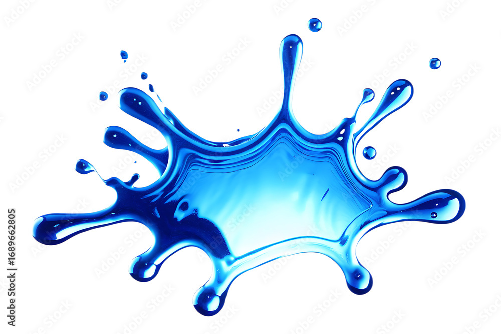 Naklejka premium Blue water splash with droplets and reflections on background liquid isolated on a transparent background