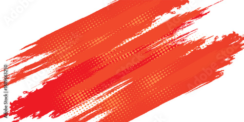 Abstract Sports Background with Orange and Red Gradient Brushstrokes and Halftone Effect
