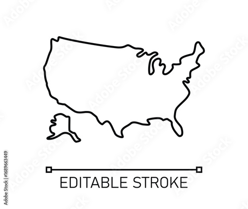 USA Map Outline Icon Vector Illustration Editable Stroke
