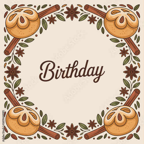 Chai and Spice Decorative Border Illustration