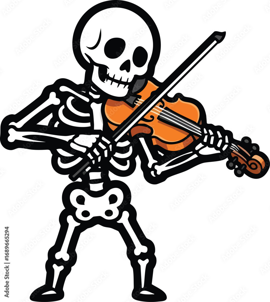 Fototapeta premium Human Skeleton Playing Violin Image Vector Isolated On white Background.