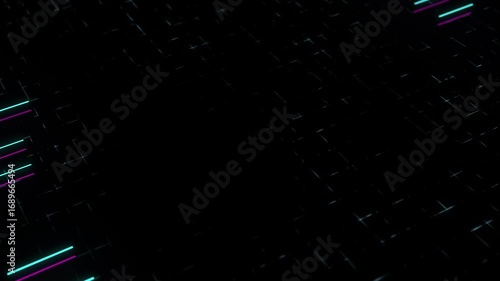 Futuristic neon cyberpunk digital background with glowing abstract lines, sci fi virtual grid, modern technology wallpaper, synthwave retro wave design, dark tech geometric animation backdrop