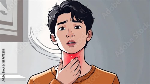 Person experiencing sore throat