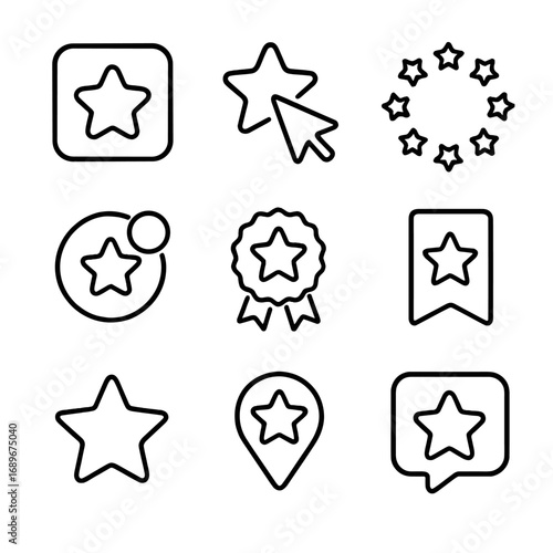 Star Icon Collection. Outline style icon of Star Digital Icons Set: app favicon star, cursor pointer star, loading spinner star,