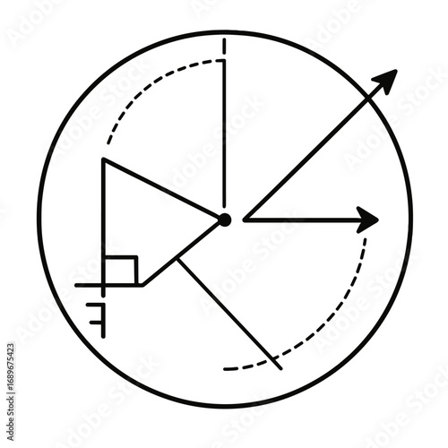 Manoeuvring Boards Icon. Outline style icon of Manoeuvring Boards: relative motion circle, advance line, transfer scale, danger