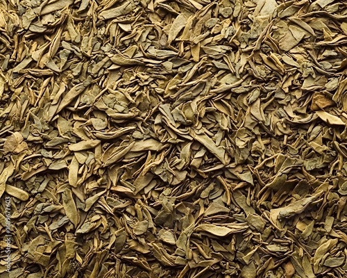 Dried Green Tea Leaves Close Up Texture Background