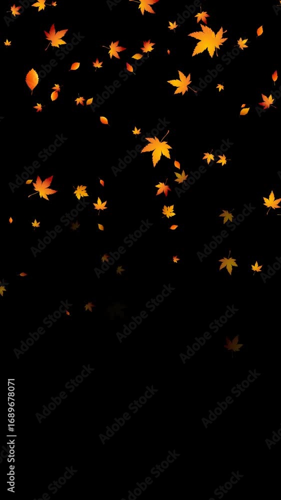 White Fall Animation colorful autumn leaves falling isolated alpha channel 4k animation ...