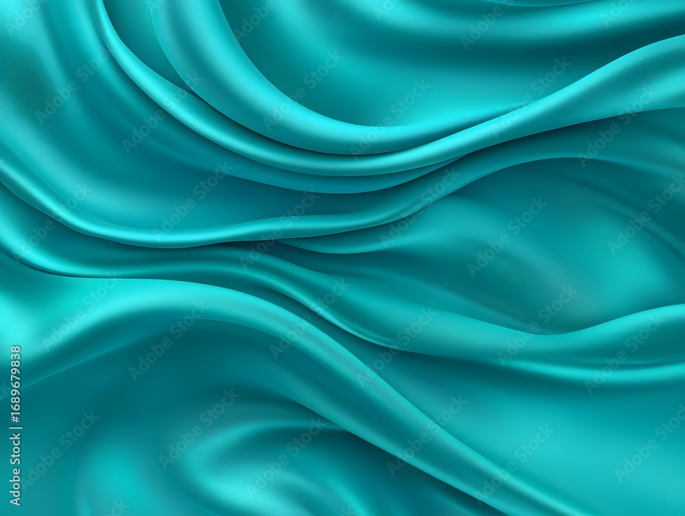 Fototapeta premium Abstract Teal Silk Fabric Drapery Background Texture