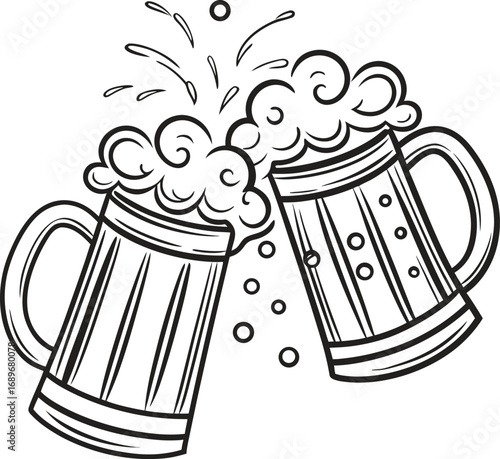 Vector illustration of a beer mug with a foamy lager pint