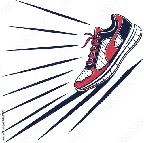 Vector illustration of a pair of sport sneakers with blue shoelaces