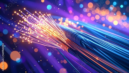Fiber optic cable close-up