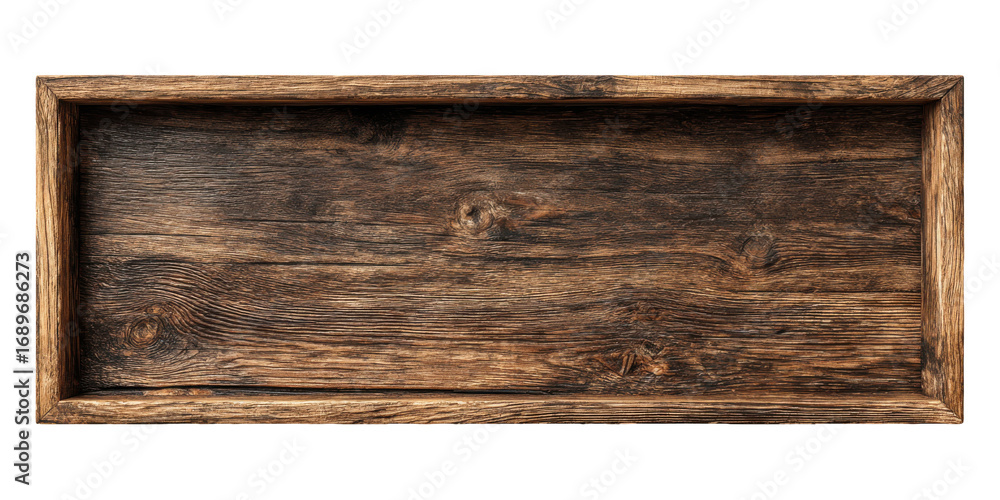 Naklejka premium Dark Brown Wooden Tray Isolated On Transparent Background