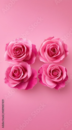 Elegant Pink Roses on Pink Background Floral Arrangement