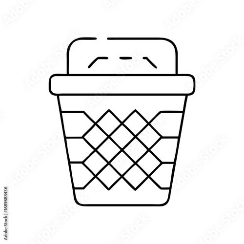 Woven laundry hamper icon design in minimalist style