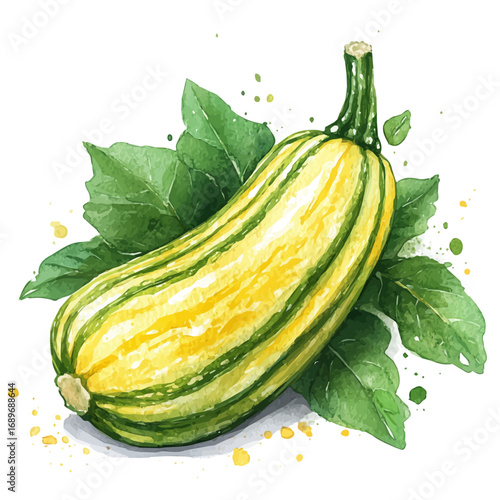 Squash, watercolor vector, isolated on a white background.