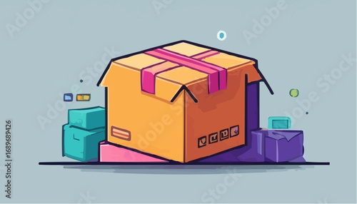 E-commerce delivery box vector, minimal style