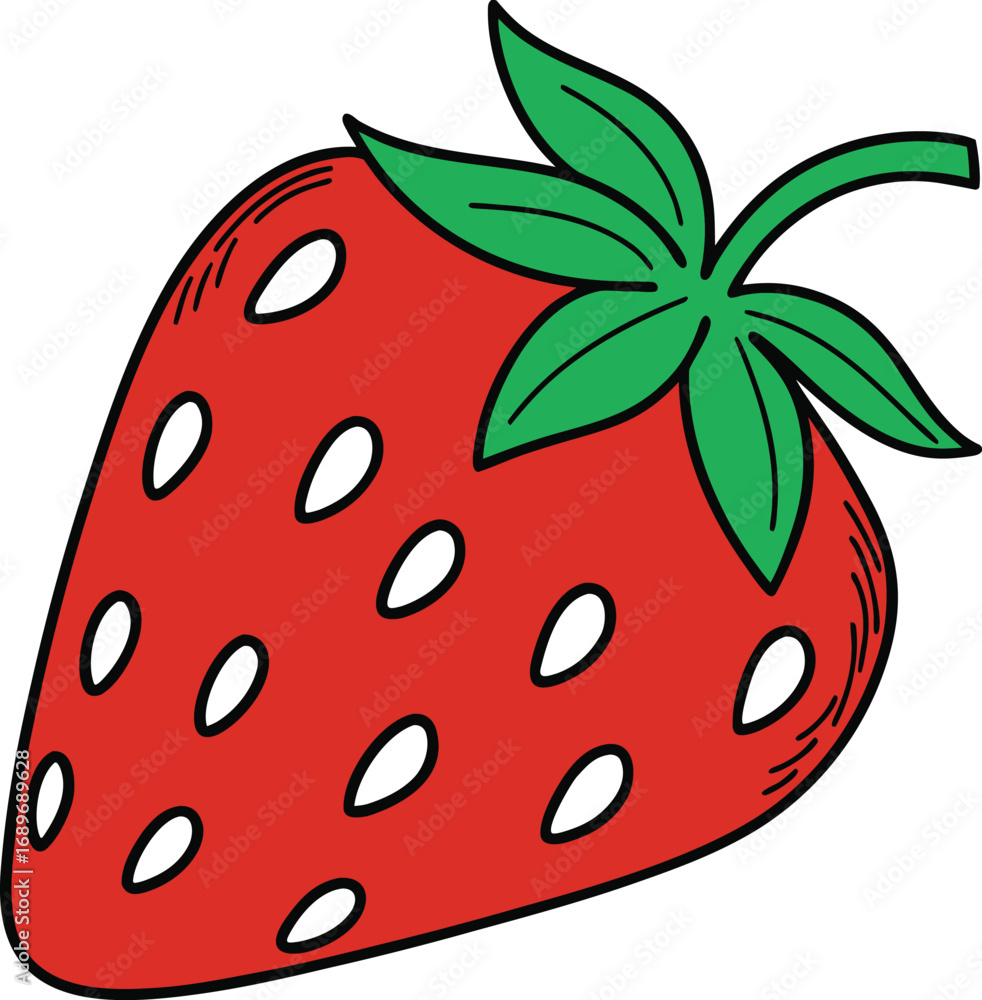Obraz premium strawberry vector, strawberry illustration vector, strawberry vector clipart, strawberry vector design, strawberry silhouette vector, strawberry red and green