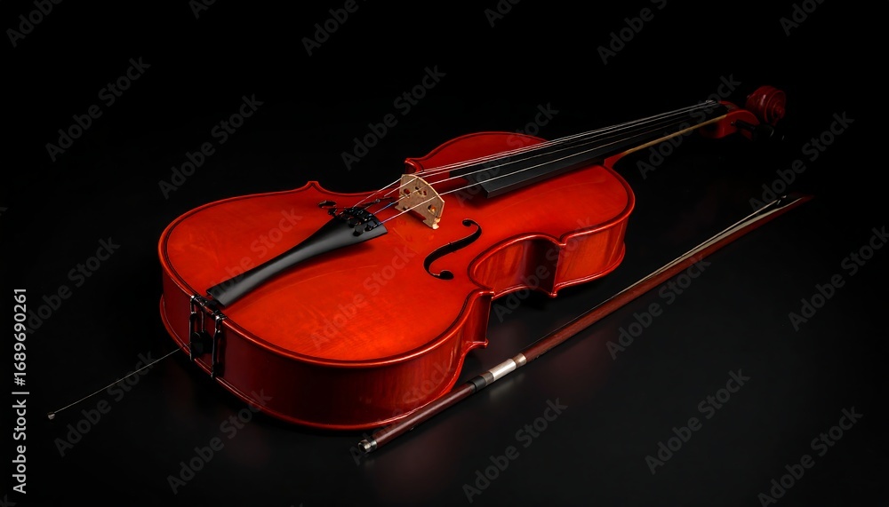 Fototapeta premium Red cello on black background