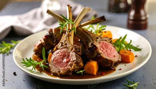 Roasted lamb chops with sweet potatoes