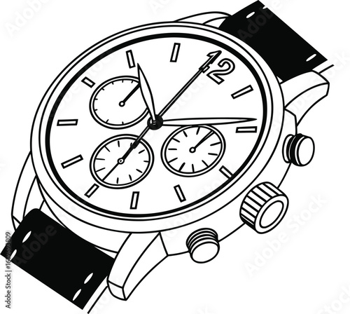 a modern wristwatch Vector illustration, wristwatch vector, modern watch vector,  luxury watch vector, classic watch vector