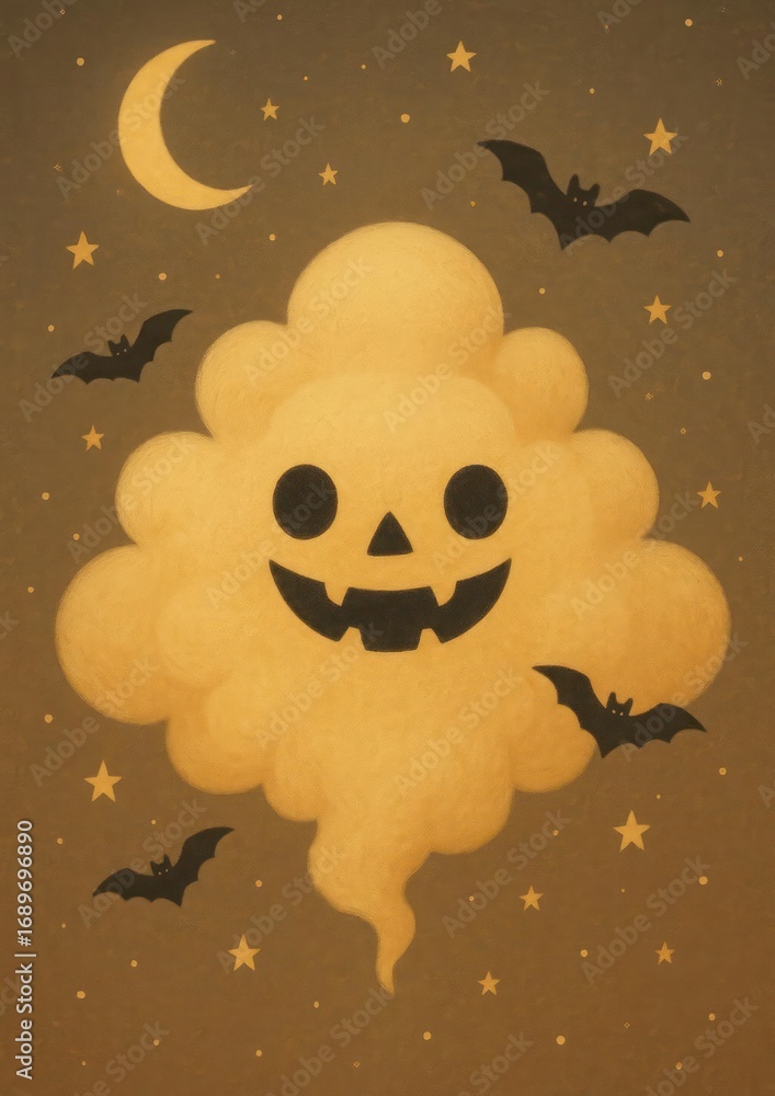 Fototapeta premium Spooky cloud with bats.