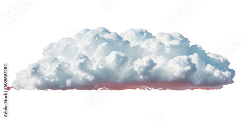 Dramatic Fluffy Clouds Against a transparent Background. This image features a large, fluffy cloud formation with soft pastel tones of white, light blue, and hints of pink/red.