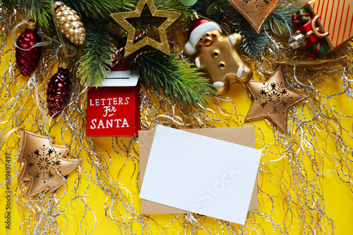 Christmas card design. Santa Claus mailbox. Letter to Santa Claus	