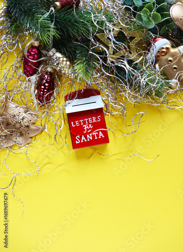 Christmas card design. Santa Claus mailbox. Letter to Santa Claus	
