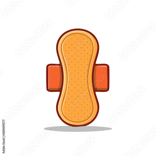 Cartoon illustration of a sanitary pad, feminine hygiene concept.